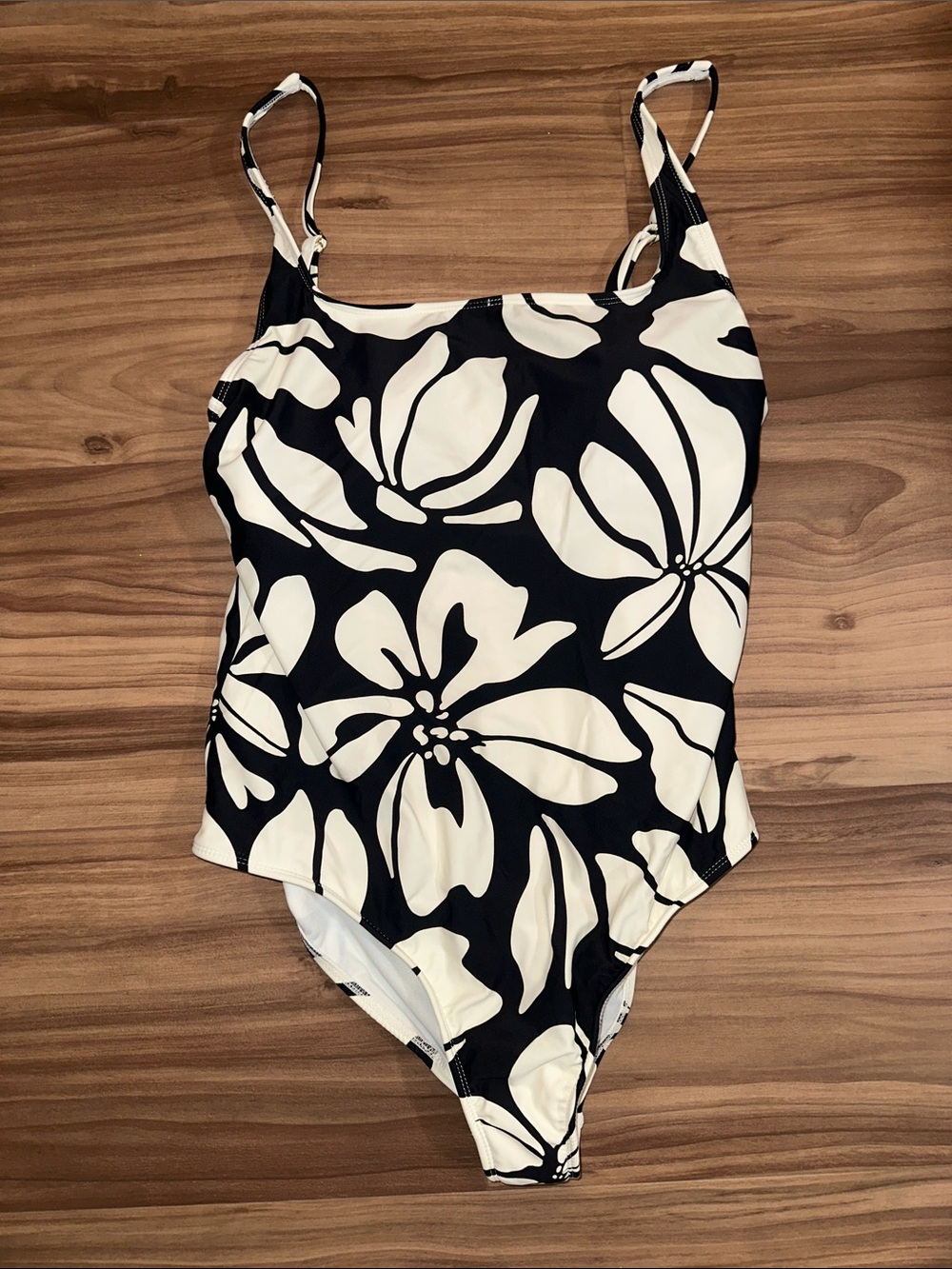Shade & Shore Black and White Floral Girls One-Piece Swimsuit
